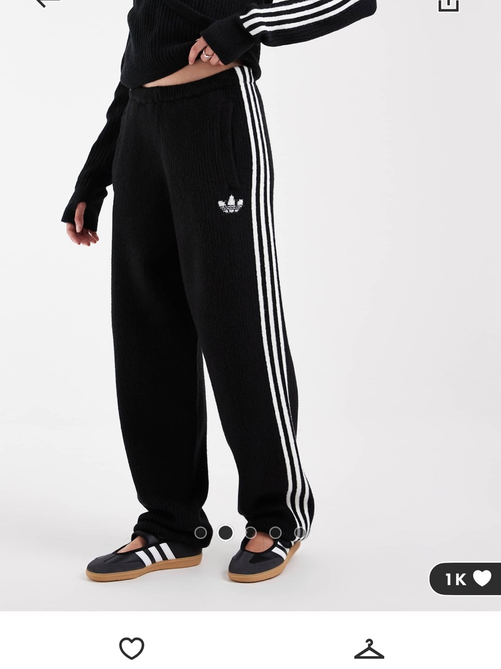 adidas x Jennie Black knit cuffed track pants NWT size Small